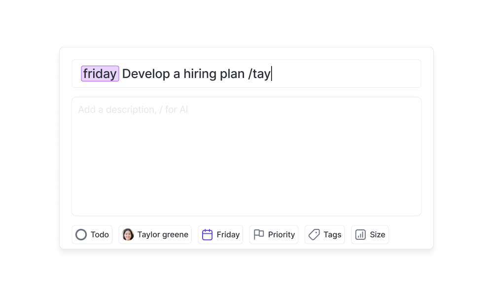 Dart Natural language filling feature screenshot